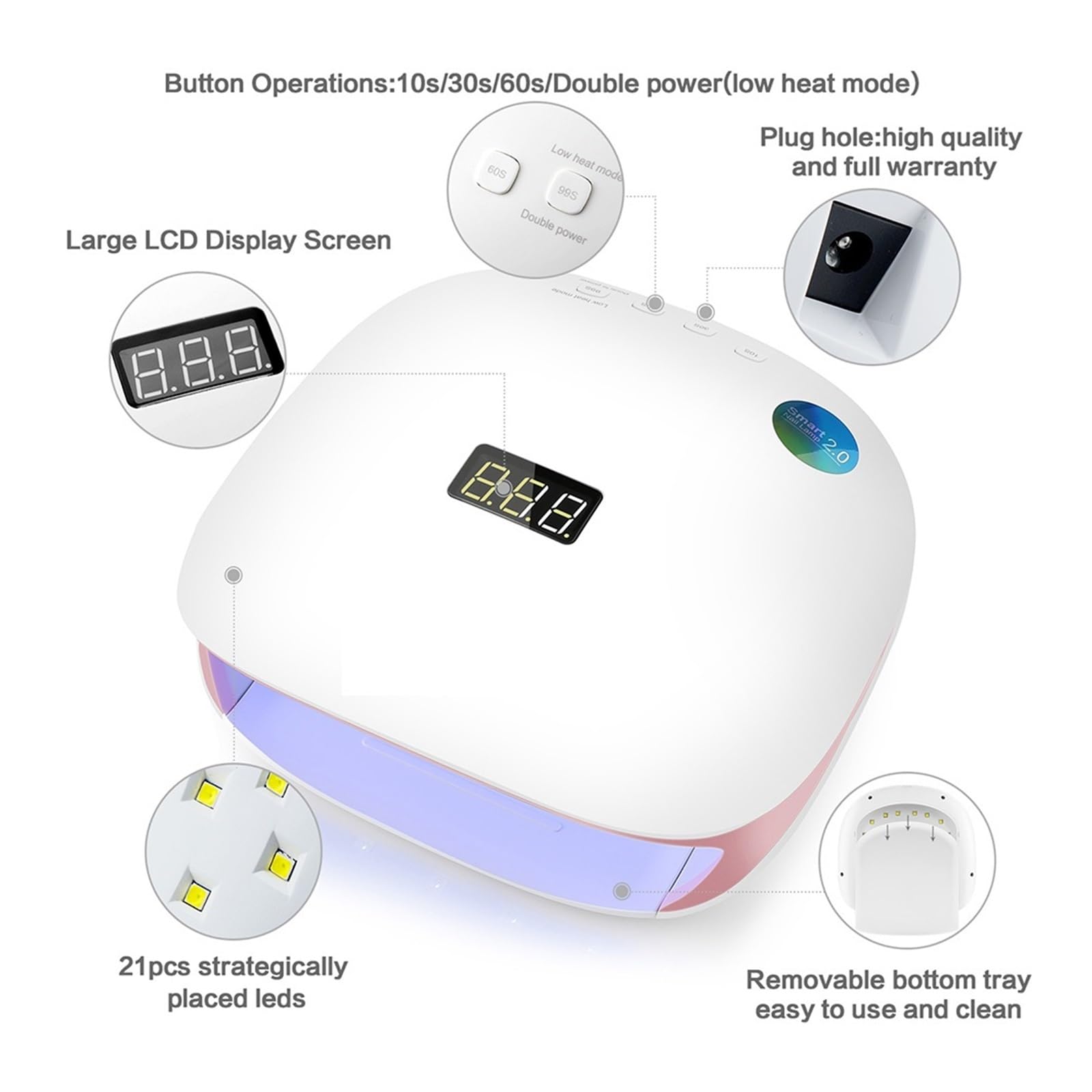 Lampa UV do paznokci, Lampa LED UV do paznokci Lampa do paznokci 48W UV LED Suszarka do paznokci do utwardzania żeli Polski z inteligentnym czujnikiem Manicure Nail Art Wyposażenie salonu(1)