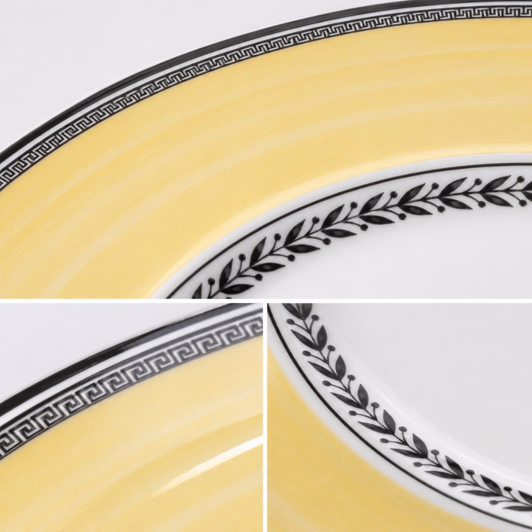 Villeroy & Boch Audun Fleur Plato llano, 27 cm, Porcelana Premium, Blanco/Gris/Amarillo | Porcelana, diseño multicolor, una pieza, entrantes, ensaladas compuestas, aperitivos compartidos