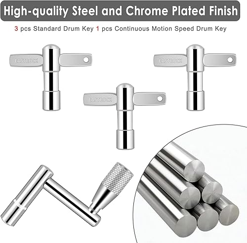 Vista 7 de EastRock Drum Keys - Paquete de 3 llaves de afinación de tambor con tecla de velocidad de movimiento estándar continuo, afinador universal de llave