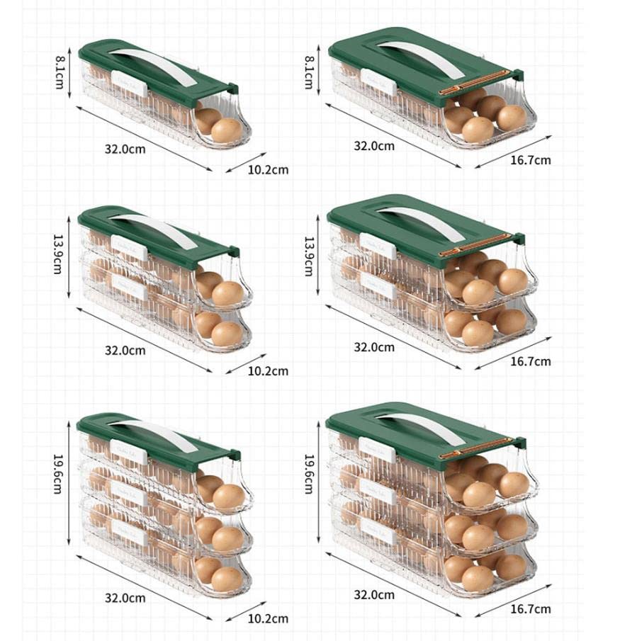 Soporte para huevos para refrigerador, soporte para huevos con tapa, contenedor de almacenamiento de huevos, organizador de huevos apilable, caja de almacenamiento de huevos de plástico, diseño des