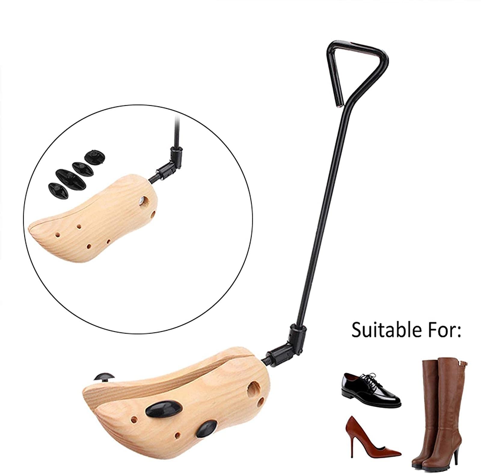 La barella per scarpe con collo del piede alto espande l'altezza e la lunghezza delle calzature, con 4 tappi per alluce, tendiscarpe in legno, elastici per scarpe, per uomini e donne (1 paio 39 ~ 42)