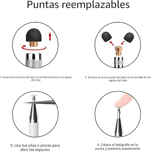 Miniatura 5 de Lápiz capacitivo 2 en 1 para pantallas táctiles, 2 en 1, de alta sensibilidad y alta precisión, para iPadiPhoneTablet Android, compatible con todas