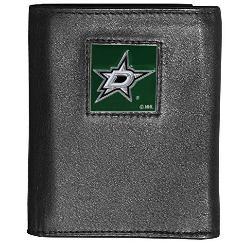 NHL Siskiyou Sports Mens Dallas Stars Deluxe Leather Tri-fold Wallet Packaged in Gift Box One Size Black