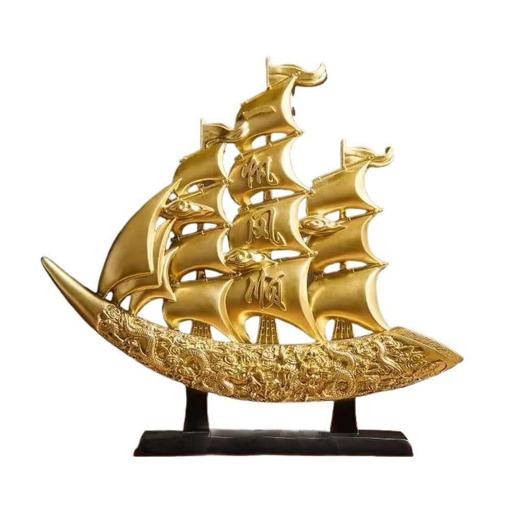 Bronze Living Room Ornaments Chinese Style Brass Sailboat Ornaments Home Wine Cabinet Porch Decoration Living Room Office Crafts Ornaments to Attract Wealth