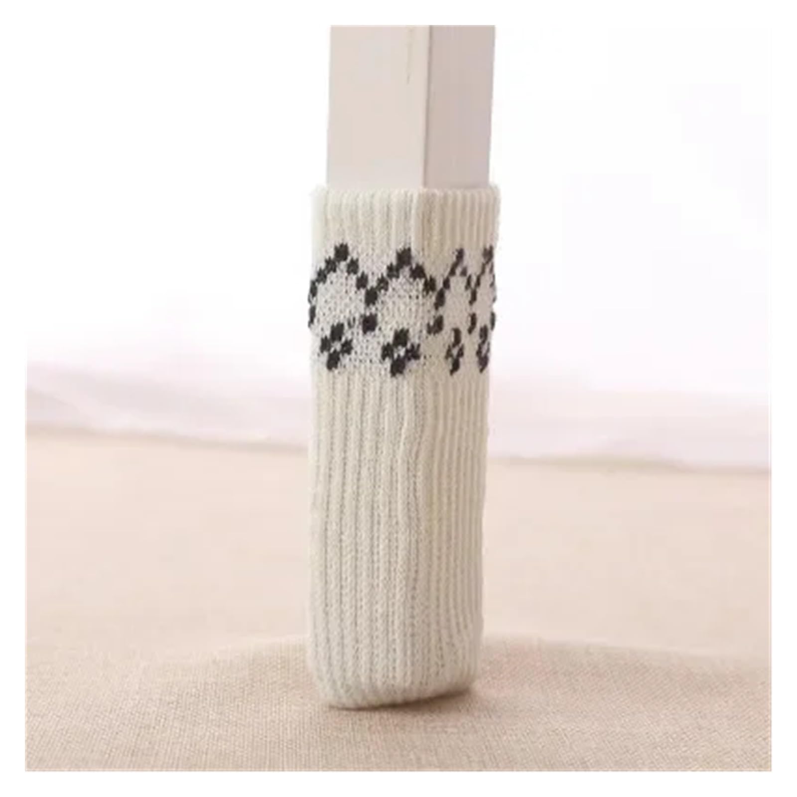 Knitted Table And Chair Leg Covers 24PCS Knitted Chair Leg Socks Furniture Table Feet Leg Floor Protectors Covers Floor Protection Pads Moving Noise Reduction(White)