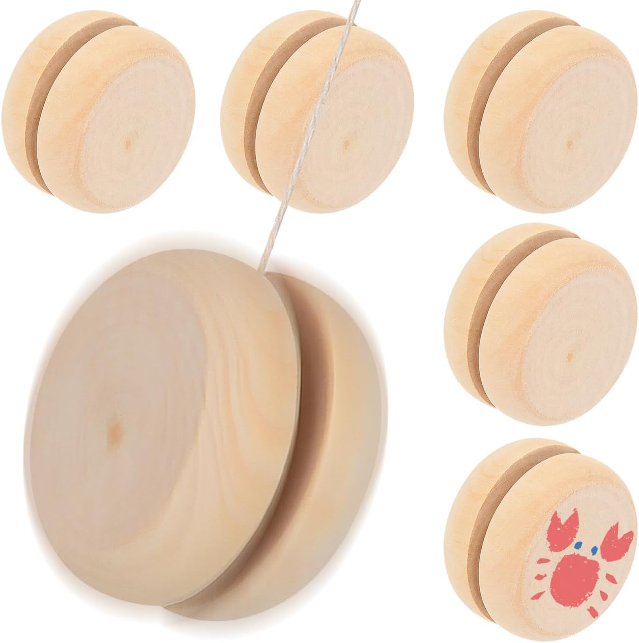 DECHOUS 10Pcs Wooden Yoyo for Kids: Small Yo-yo Toy Bulk for Beginners, Unfinished Wooden yoyo Party Favors for Boys Girls Ages 3-8, Birthday Classroom Prizes