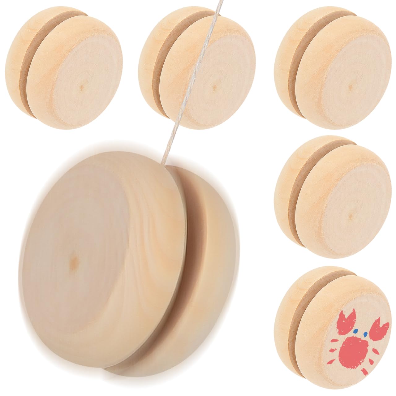 ifundom 30 Pezzi Graffiti Yo-Yo Palla Reattiva Giocattolo Pittura Incompiuta Palla Reattiva Bambini Pittura Graffiti Giocattolo Palla Di Legno Reattiva Palla Di Legno Reattiva