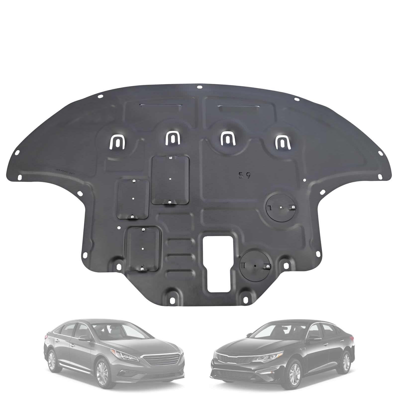 Photo 1 of ** BEND/SCRAPE DAMAGE**Promrmr Aluminum-Magnesium Alloy Engine Splash Shield Guard for Kia Optima 2019 2020 / Hyundai Sonata 2015 2016 2017 Lightweight Heavy-Duty Skid Plate Extended Coverage wService Holes Rustproof