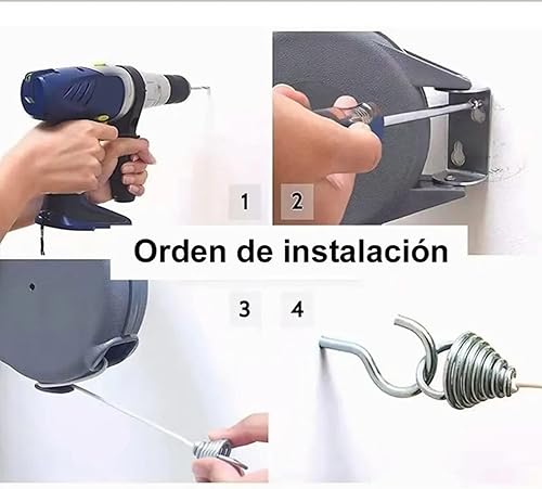 Miniatura 3 de Tendedero retráctil, línea de lavado portátil resistente para interiores y exteriores, línea de ropa retráctil de 49.2 pies con montaje en pared