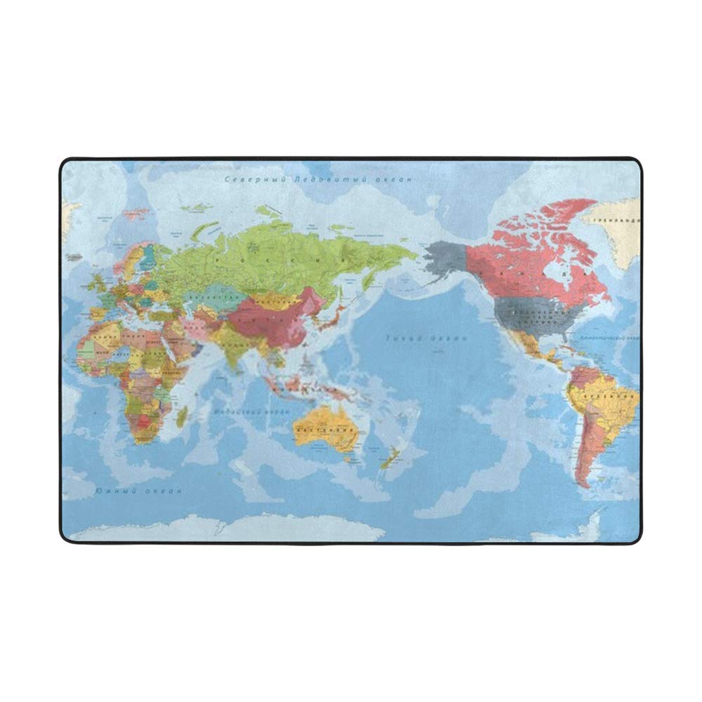 Tapis carte du monde Ruchen en velours corail pour réchauffer et égayer les sols froids