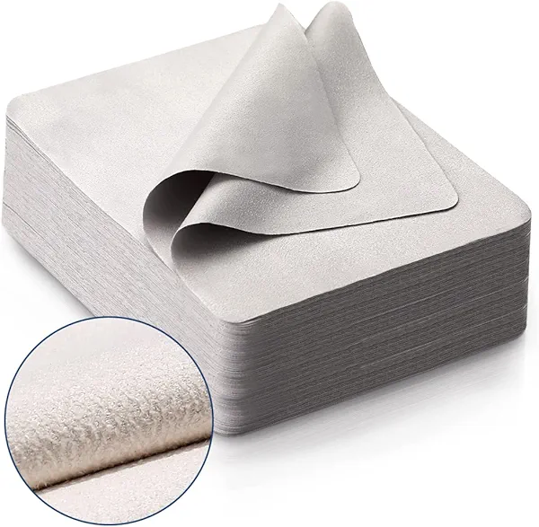 100 PCS Glasses Clean Cloth Suede, Lens Clean Cloth for Lenses, Glasses, Screens, Cameras, iPad, iPhone, Eyeglasses (6"x7", 100PCS/Grey)