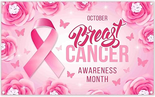 Telón de fondo de fotografía de concienciación sobre el cáncer de mama de 72 x 43 pulgadas, cinta rosa, fondo floral, decoración de fiesta de disponible en Yaxa Peru
