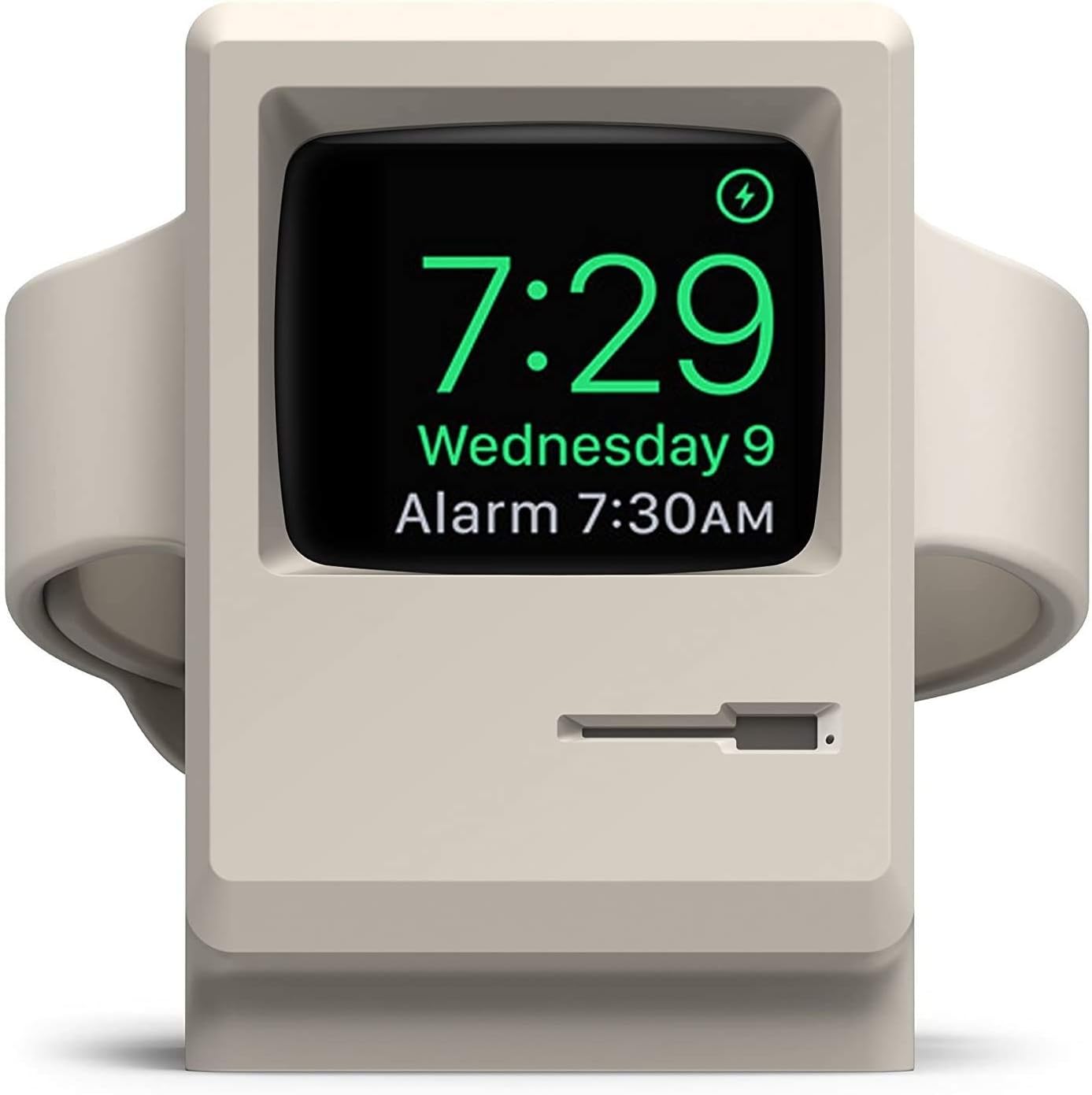 W3 Stand Compatible with Apple Watch Series 11/10/9/8/7/6/5/4/3/2/1,SE3/2/1 (46mm, 45mm, 44mm, 42mm, 41mm, 40mm, 38mm) - Classic Monitor Design, Nightstand Mode, Cable NOT included (White)