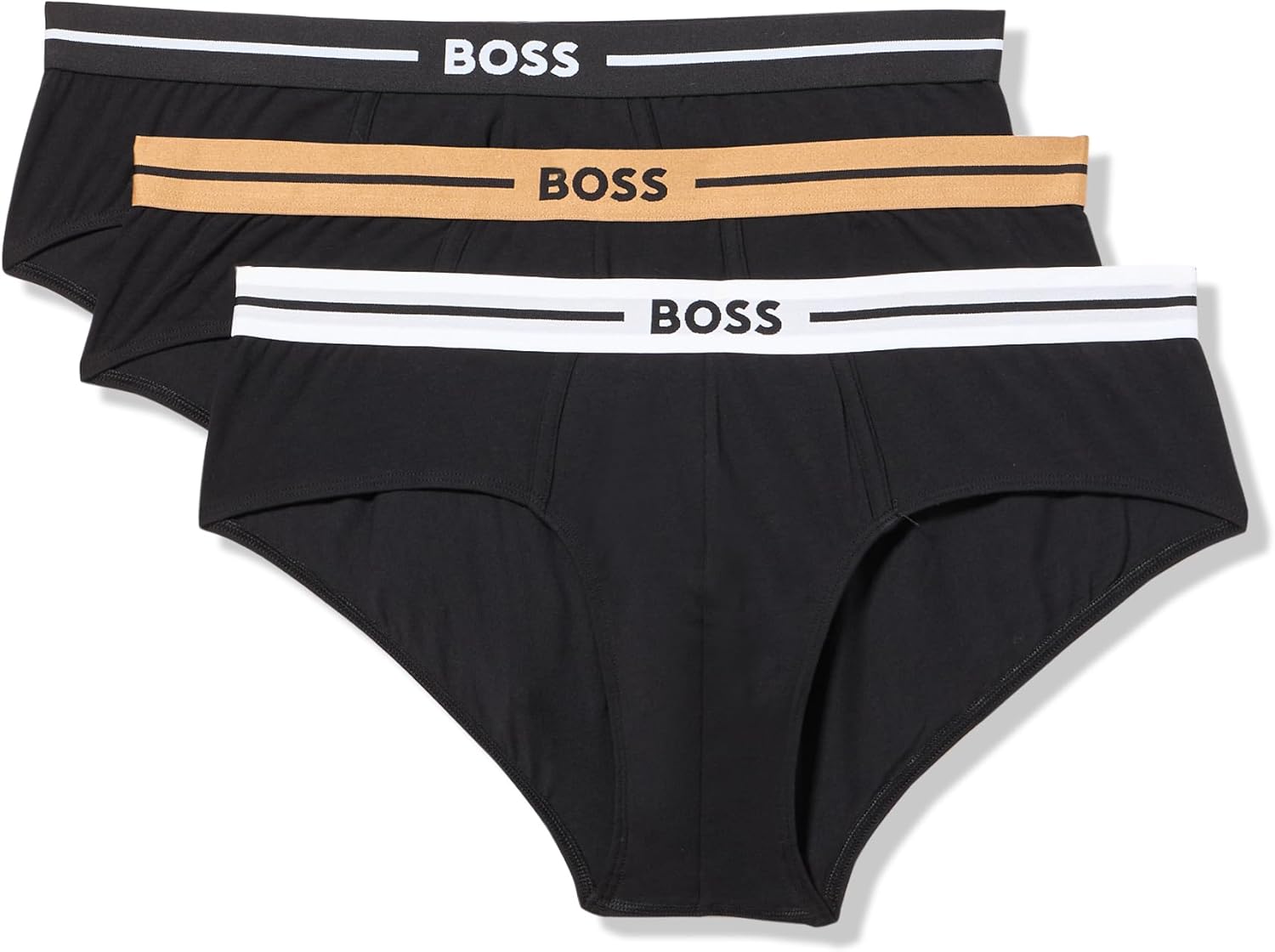 BOSS Men's 3-pack Bold Logo Solid Briefs