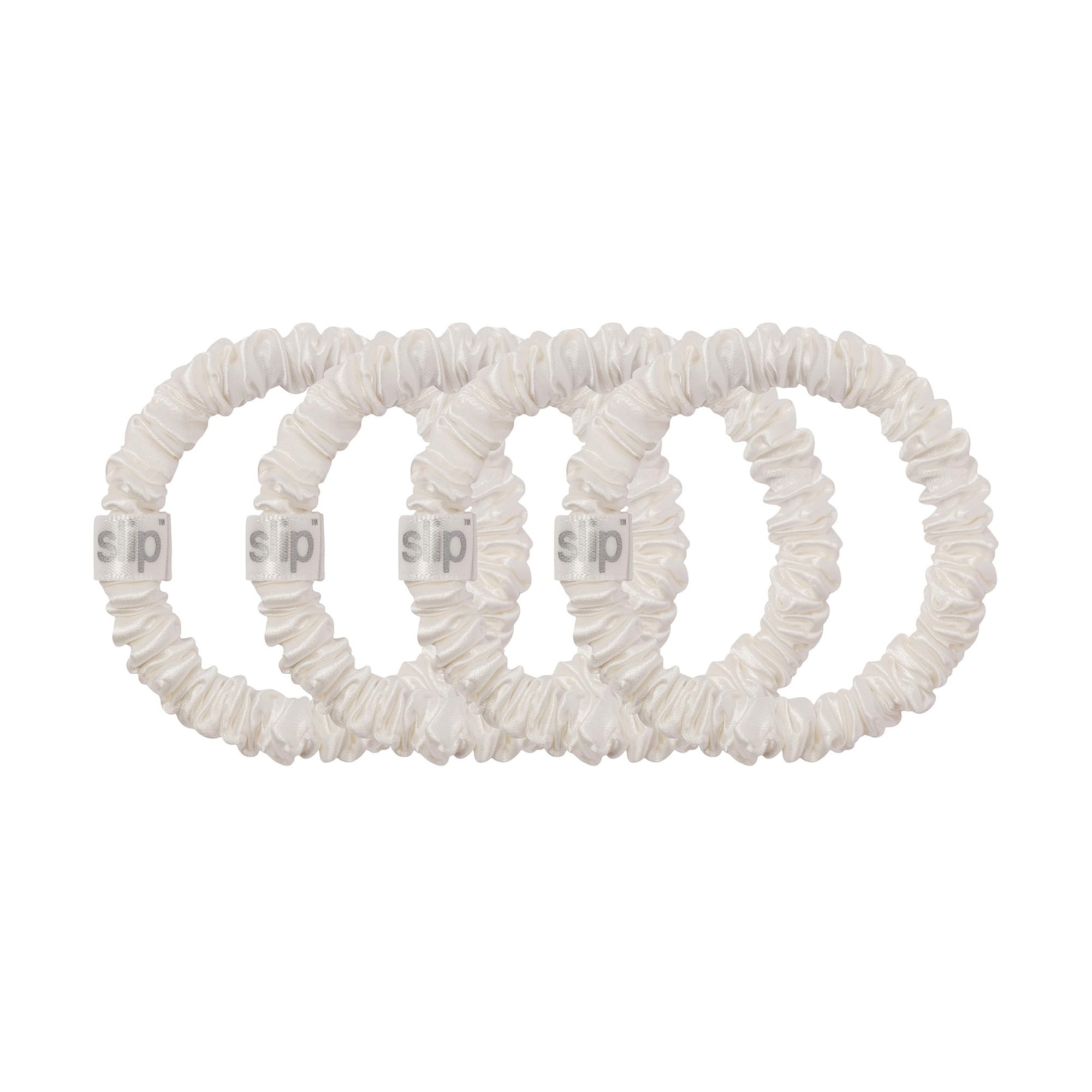 slip Skinny White Scrunchies, Back to Basics, Anti-Crease, Anti-Breakage Slipsilk Design Protects Delicate Hair - Image 2