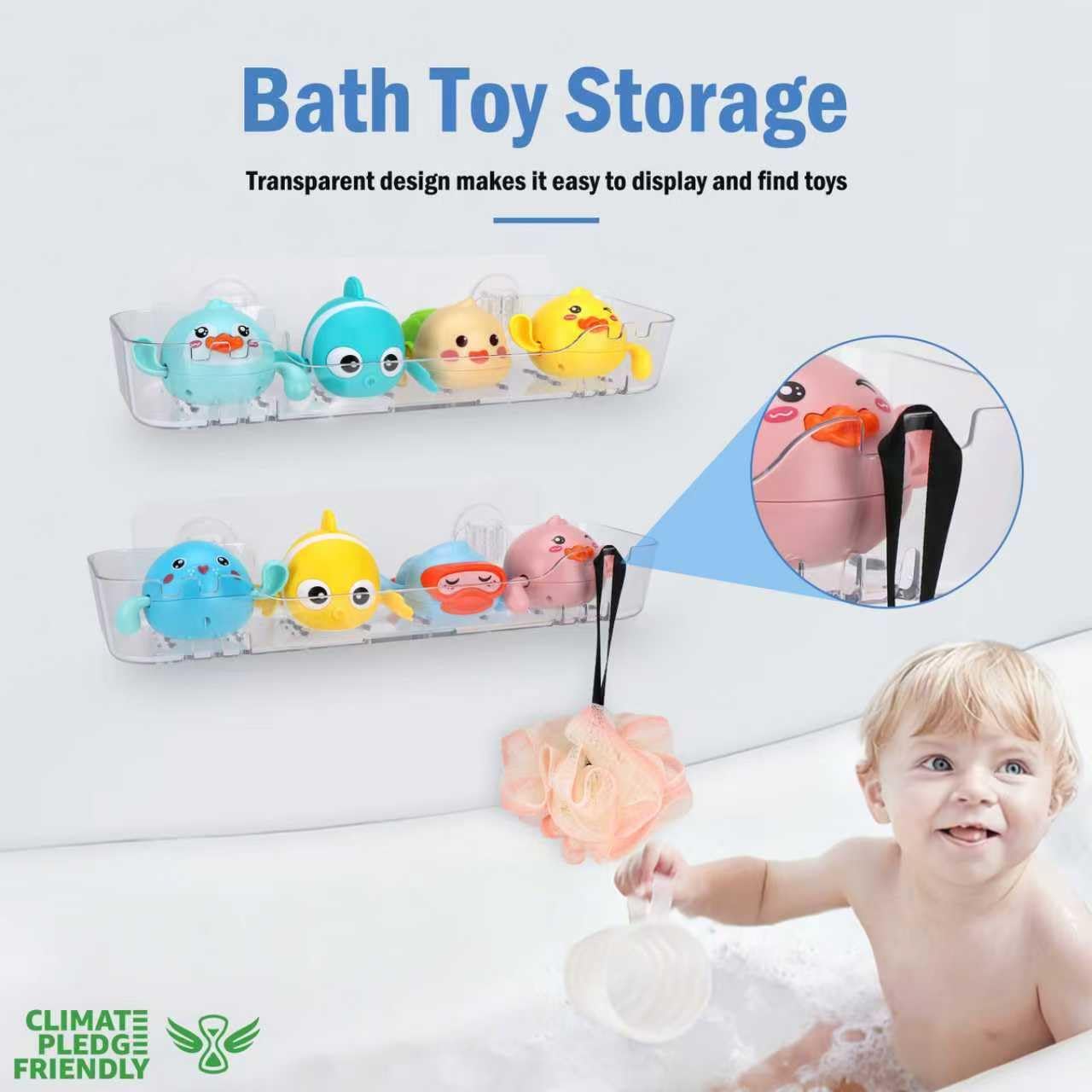 2 Pack Acrylic Shower Shelves, Adhesive Shower Organizer Wall Mounted Shower Caddy Bathroom Organizers and Storage No Drilling, Quick-Dry, Easy to Clean and Install, Clear - Image 5