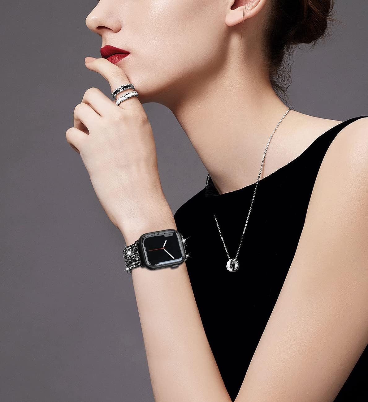 Wolait Dressy Bling Band Compatible With Apple Watch Bands 46mm 49mm 45mm 44mm 42mm 41mm 40mm 38mm, Diamond Metal iWatch Bands for Women Series 11 10 9 8 7 6 SE 5 All Series - Image 6