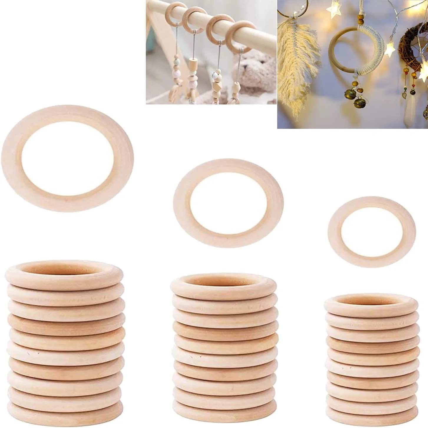 RIcha home decor Unfinished Wooden Rings for Crafts Purposes Natural Wood (Set of 15) ~ 2 inches (B0BN7MW2ZB) Amazon Price History, Amazon Price Tracker