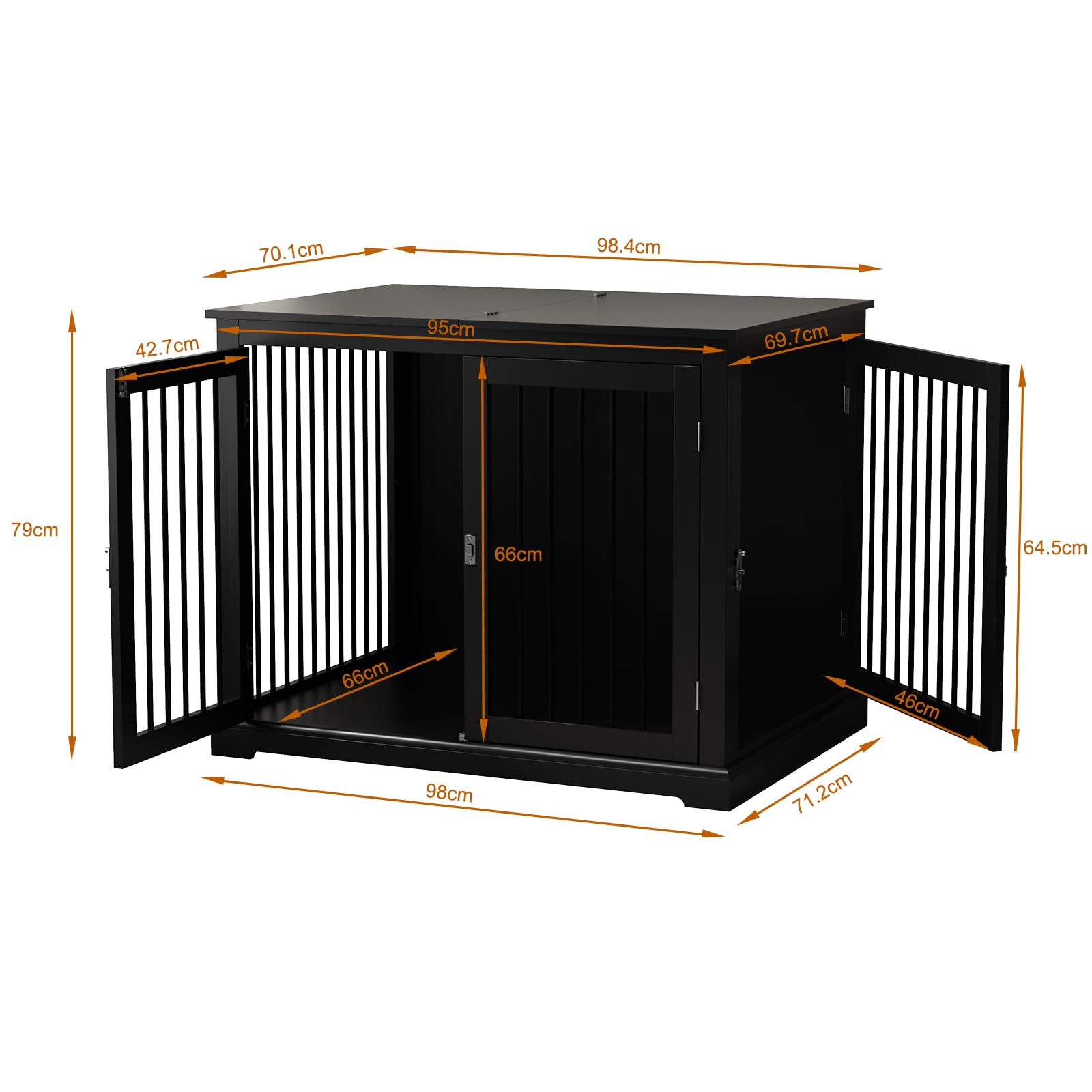 HOLTICO Hundebox für Zuhause, Hundekäfig Möbel mit Kissen, Hundehaus, Hundekäfige für große Hunde, Möbelstil Hundebox mit Klappdeckel, Schwarz（L）