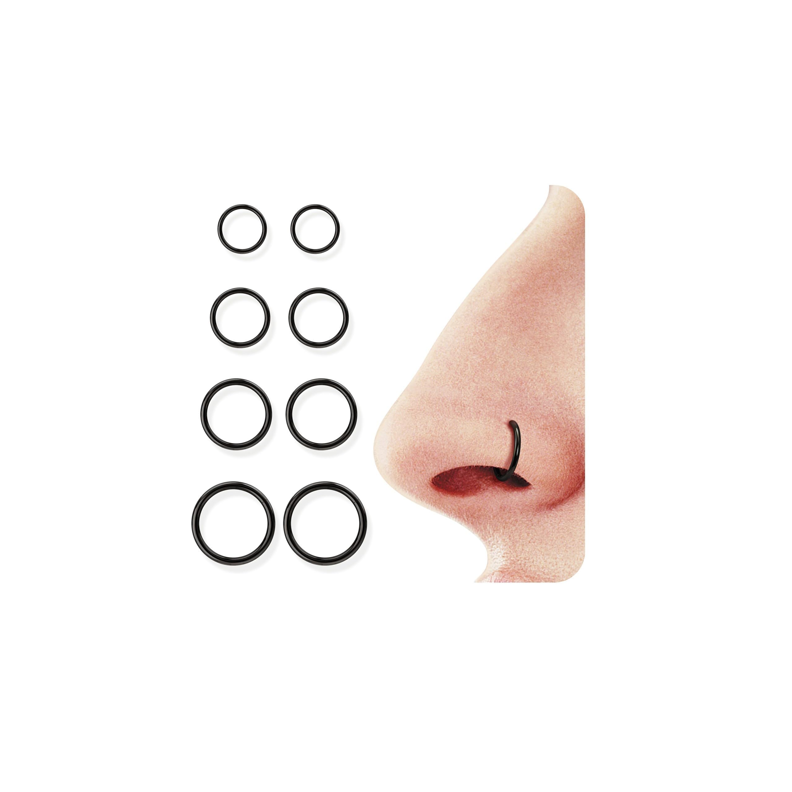 BodyBonita 8/5/4 Piezas Aros Nariz y Oreja - Acero Inoxidable 316L Septum Tragus Daith Rook Helix Labios Pendientes 20G/18G/16G para Hombre y Mujer