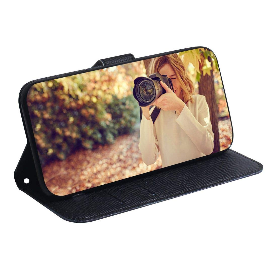 SATURCASE Custodia A Portafoglio Per Nokia 2.4 – Pelle PU Litchi Nera, Chiusura Magnetica, Slot Per Carte, Cinturino Da Polso