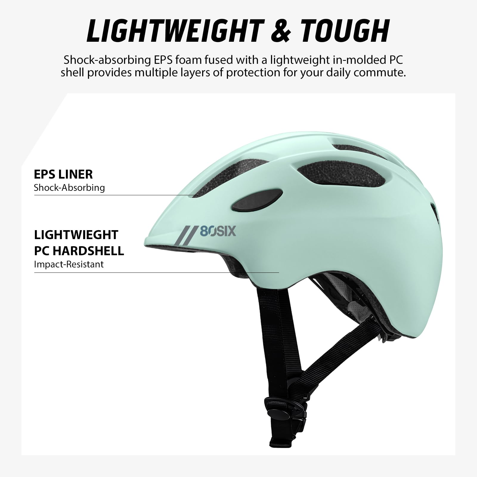 80SIX Lekki kask rowerowy dla dzieci i maluchów, regulowany (46–58 cm) dla dziewcząt i chłopców, certyfikat CE, wielofunkcyjny, do jazdy na rowerze, skutera, deskorolki i jazdy na rolkach, aqua matowy