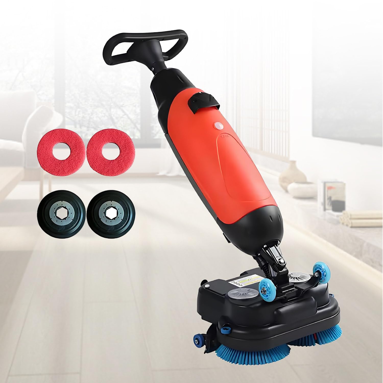 GLBMXDD Portable Commercial Floor Scrubber - Mini Floor Machine for Efficient Cleaning,360° Rotary Brush, Cordless Scrubber, for restaurants, garages or gyms