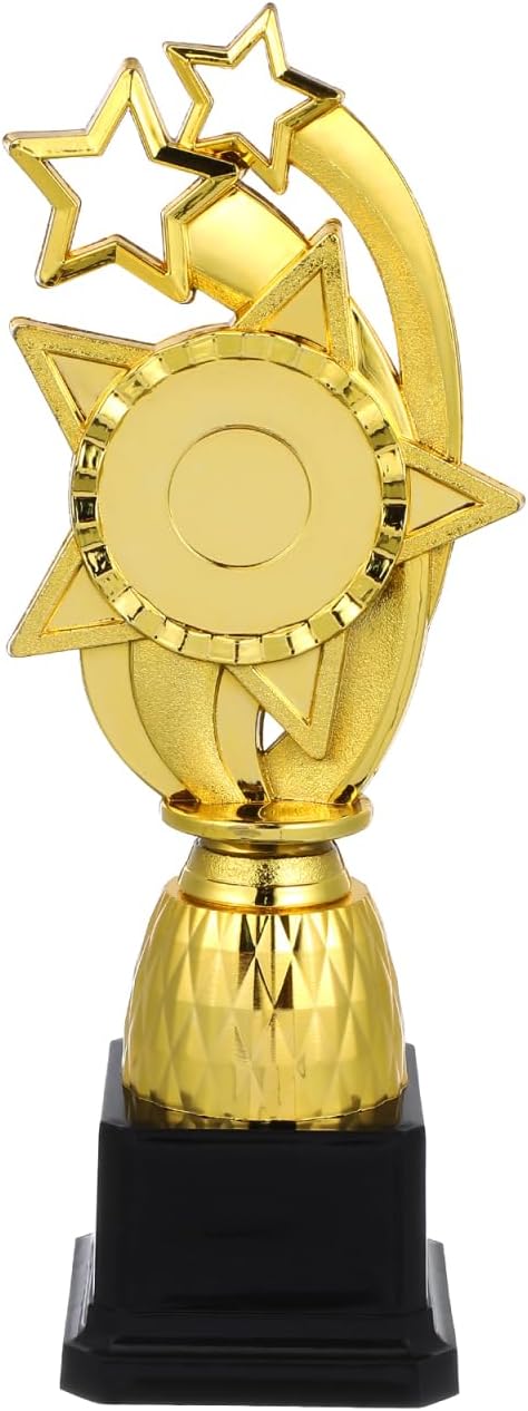Golden Plastic Kids Trophy - 9.84 Inch Multi-Function Trophy Award for Kindergarten Graduation, Classroom Decorations, Competitions, and Celebrations