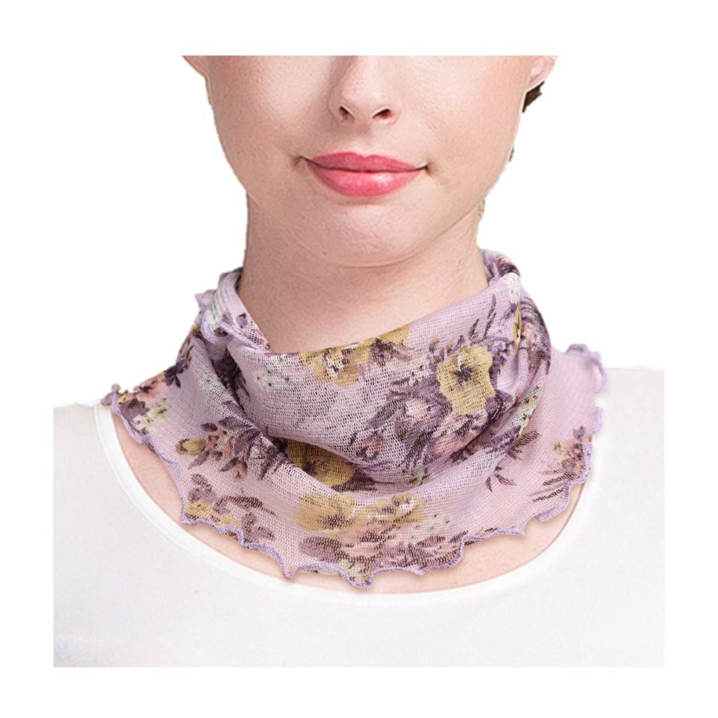 UK_Stone Women 100% Mulberry Silk Neck Warmer Faux Collar Neckerchief Neck Scarf Infinity Loop Scarf(#13)