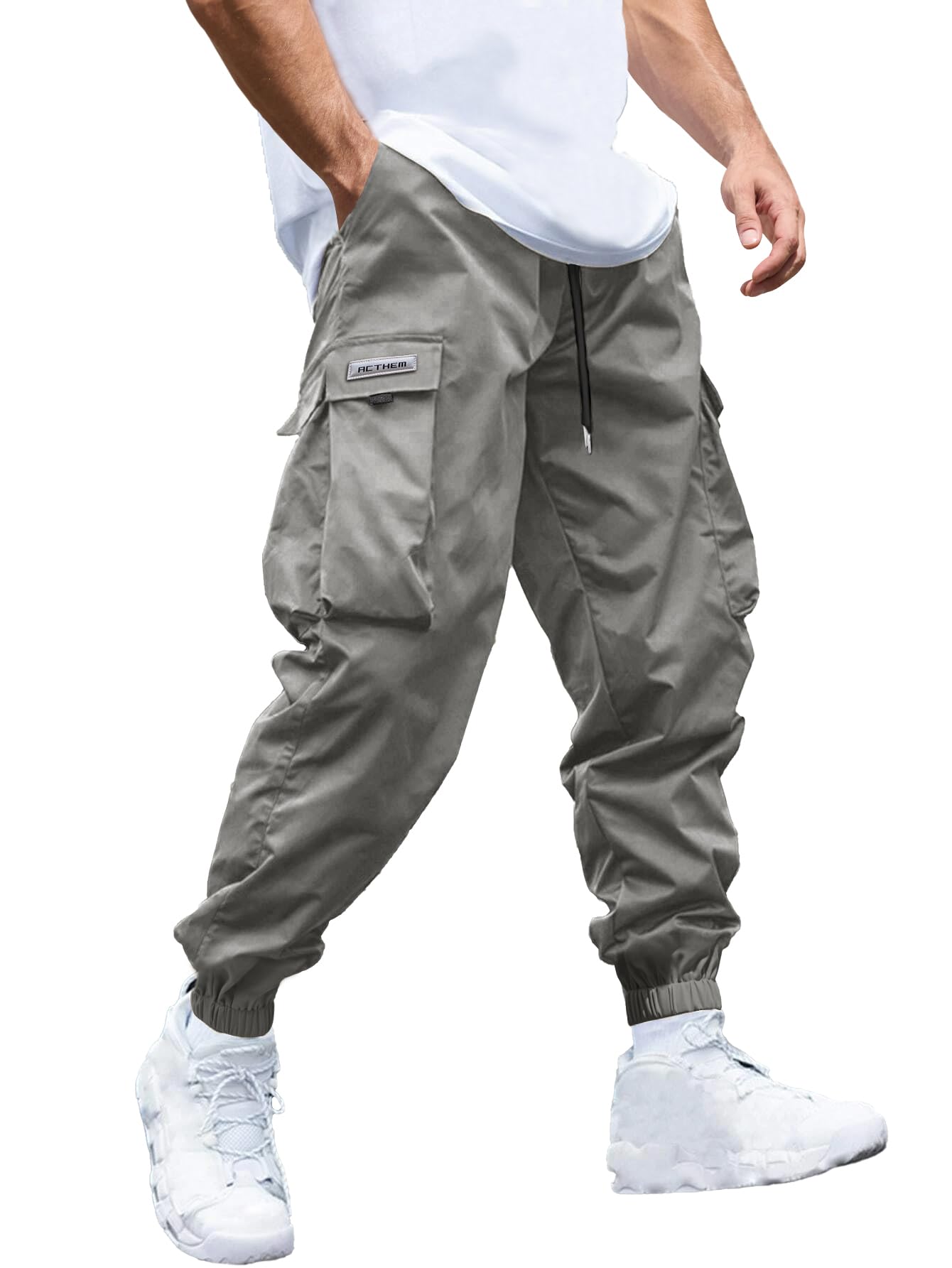 Mens Cargo Joggers Pants Elastic Waist Drawstring Techwear Pants