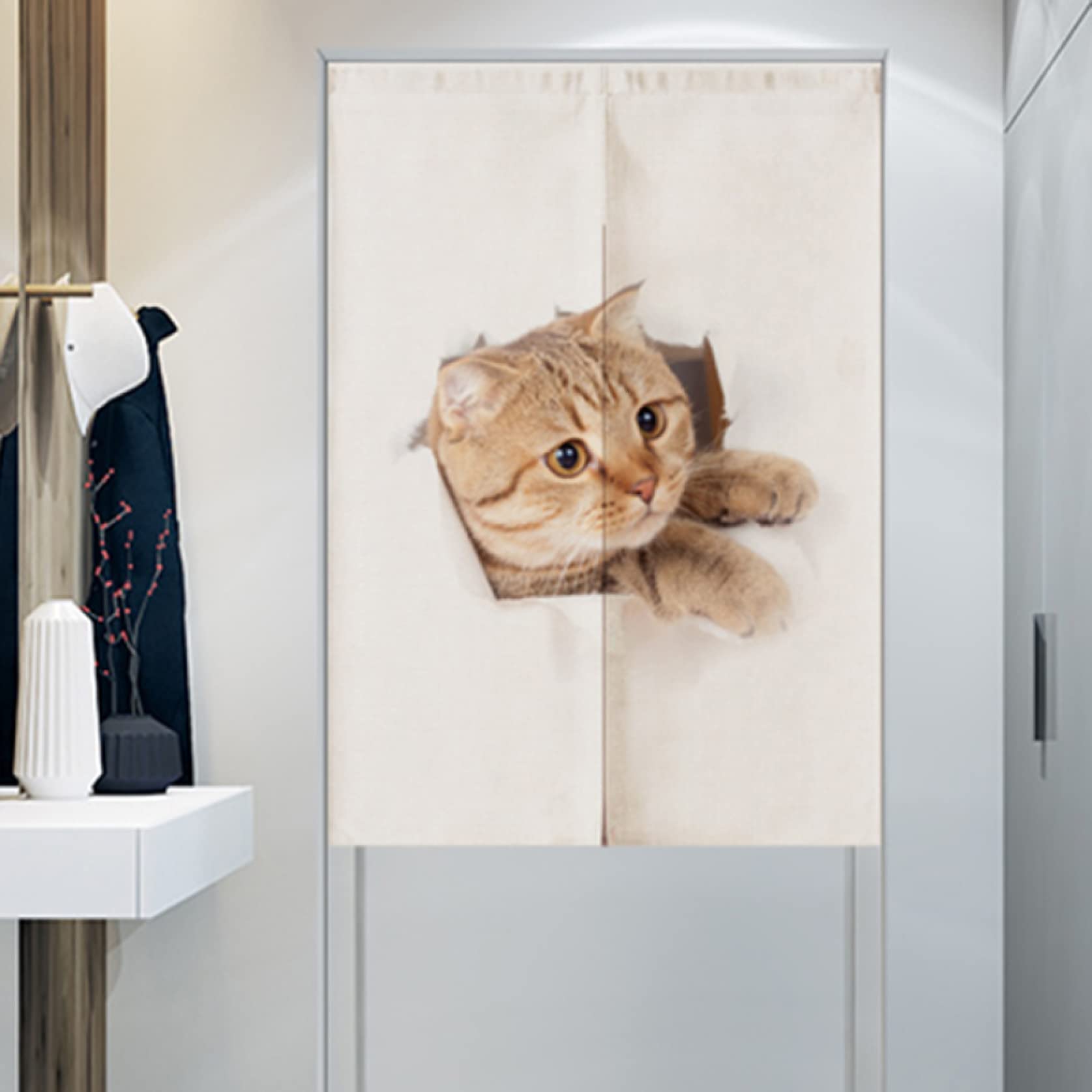 Amazon｜のれん 猫 ねこ 壁飾り タペストリー 間仕切り 目隠し