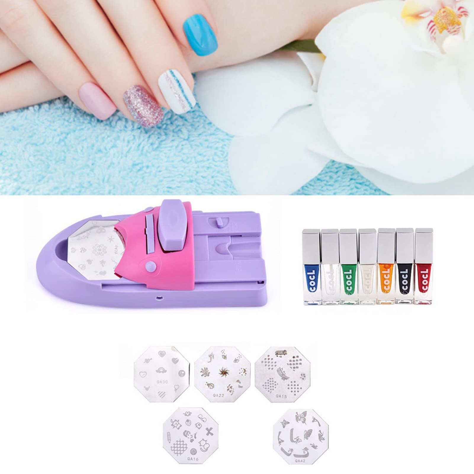 Macchina per stampante per unghie, macchina stampa portatile per nail art, facile usare per fai te (macchina con olio stampa)