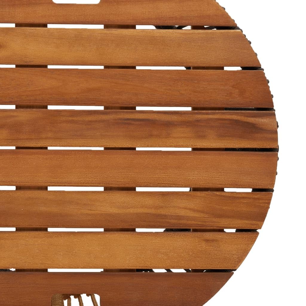 vidaXL Garten Beistelltisch 2 STK., Tisch mit Holzplatte, Gartentisch mit Stahlgestell, Terrassentisch Gartenmöbel Gartengarnitur, Beige Poly Rattan