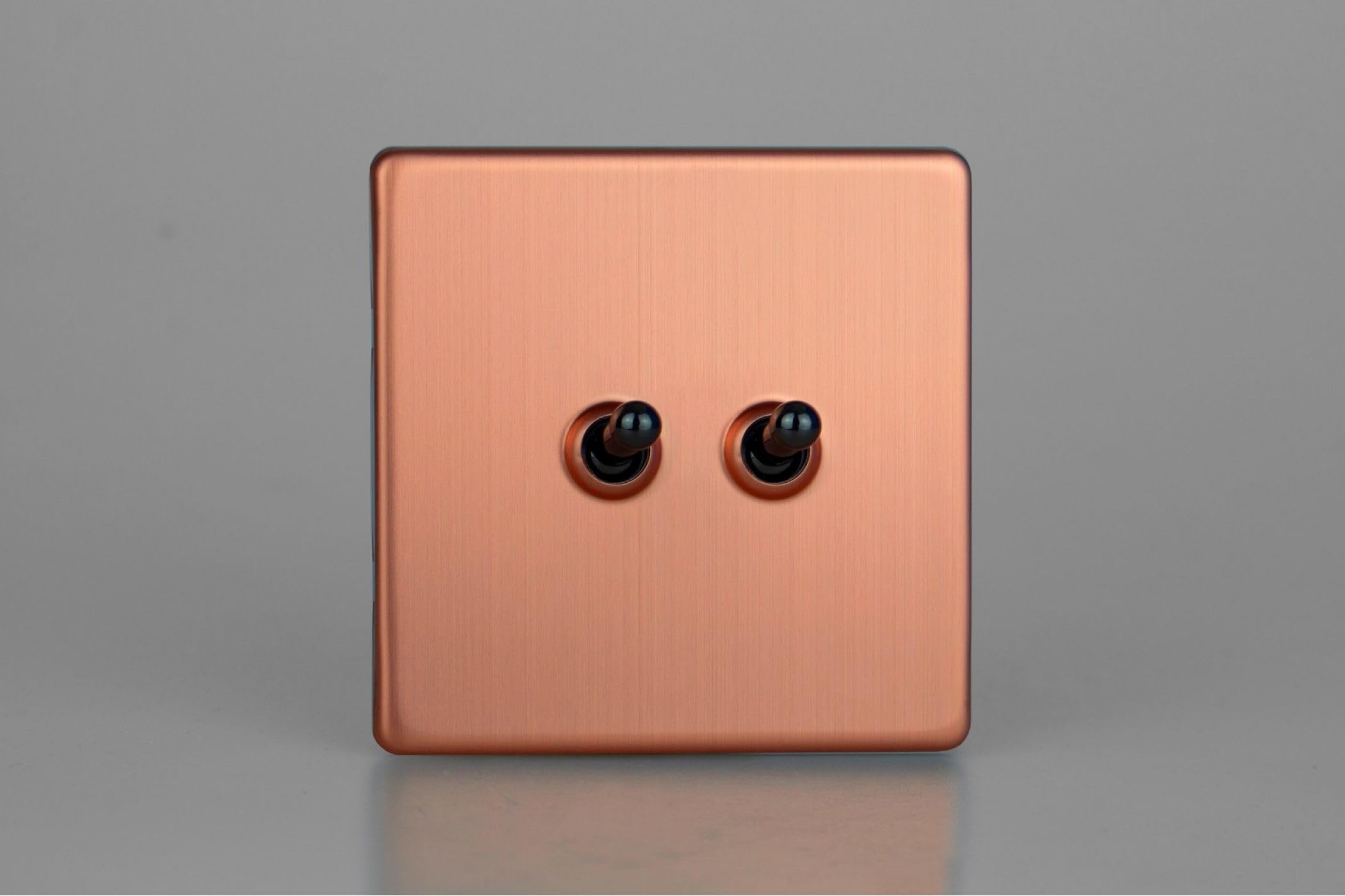 Varilight Brushed Copper Xdyt2s.bc Double Toggle Switch, 10A, 2-Gang, 2-Way, Urban Screwless