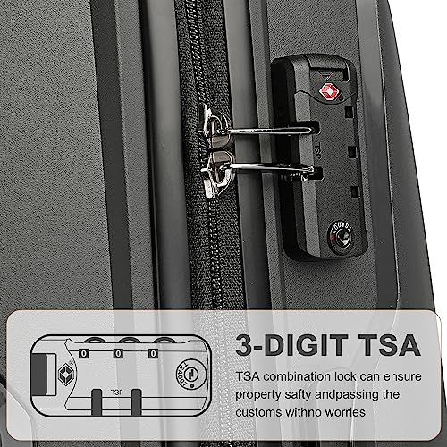 British Traveller 28inch Handbagage Koffer Polypropyleen Bagage Lichtgewicht Reiskoffer met TSA-slot Cabine koffer 4 Wielen, (76cm, Zwart) - Image 6