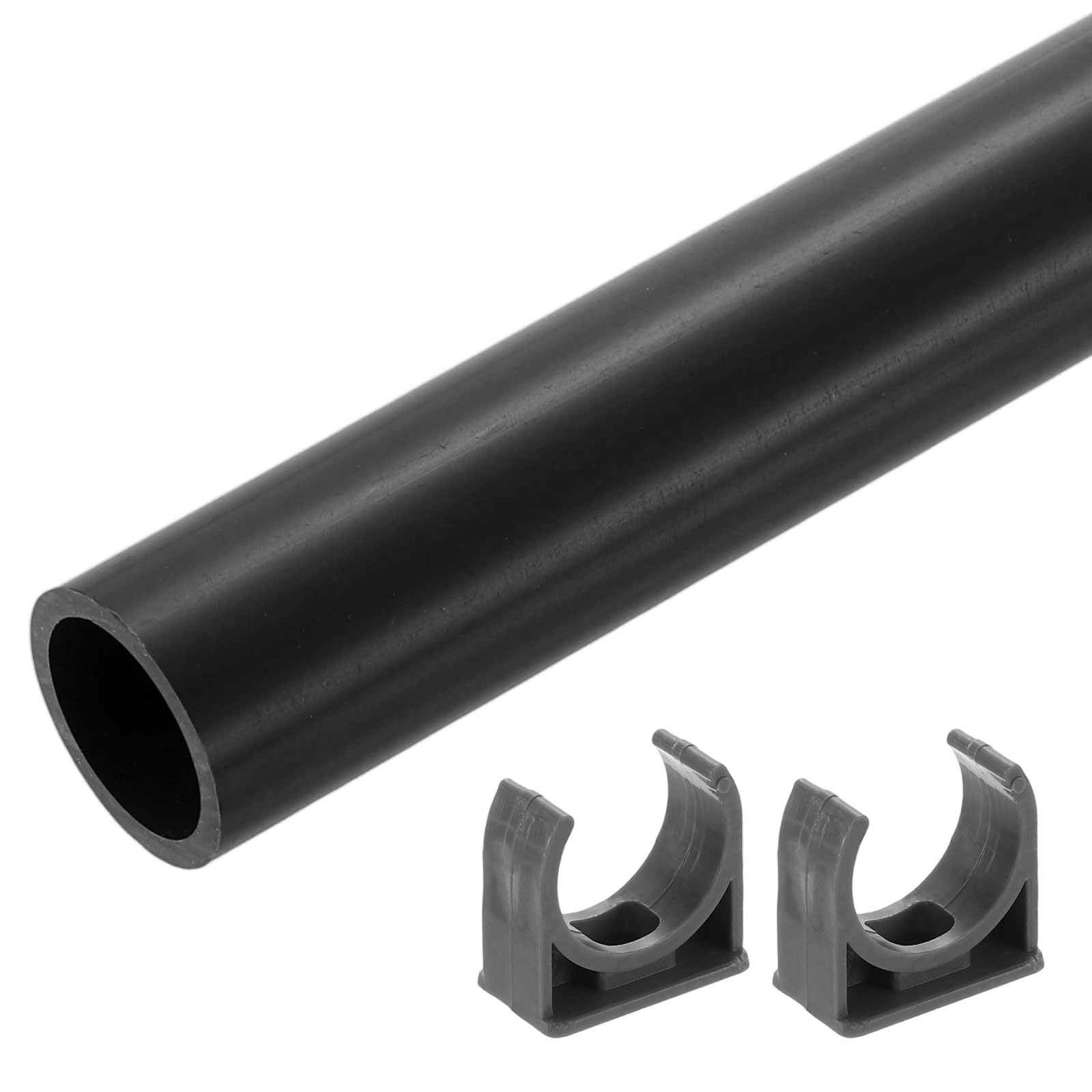 Tube rigide en PVC gris foncé 21x25mm de 300mm de long avec pince de fixation inclus