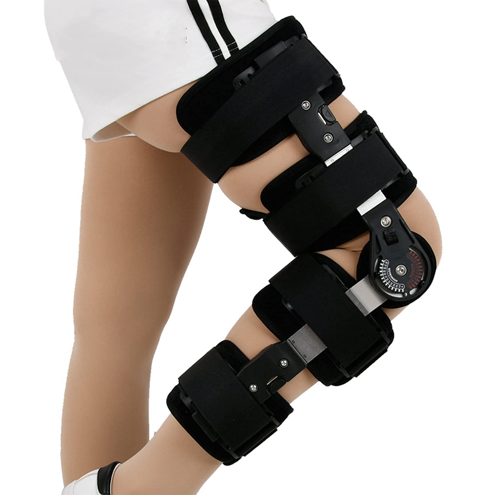 Regulowany, Zawiasowy Stabilizator Kolana Na Urazy - Orteza - Uniwersalny Rozmiar - Regulowany Stabilizator Rehabilitacyjny Dla Osób Z Urazami - Czarny