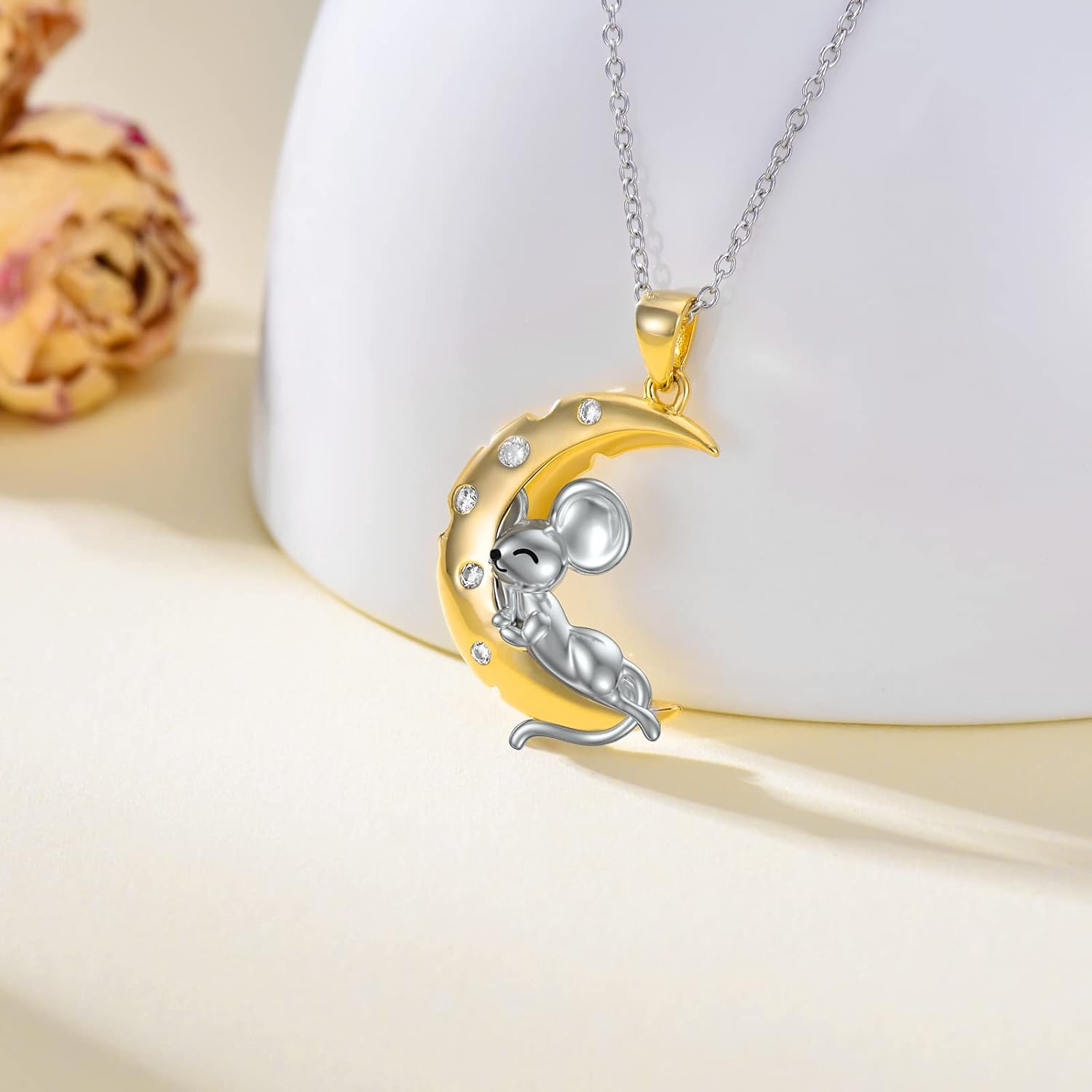 PELOVNY Mouse/Penguin/Fox Necklace for Women 925 Sterling Silver Animal Pendant Necklace Birthday Christmas Jewelry Gifts for Mom Daughter Wife Sister - Image 3