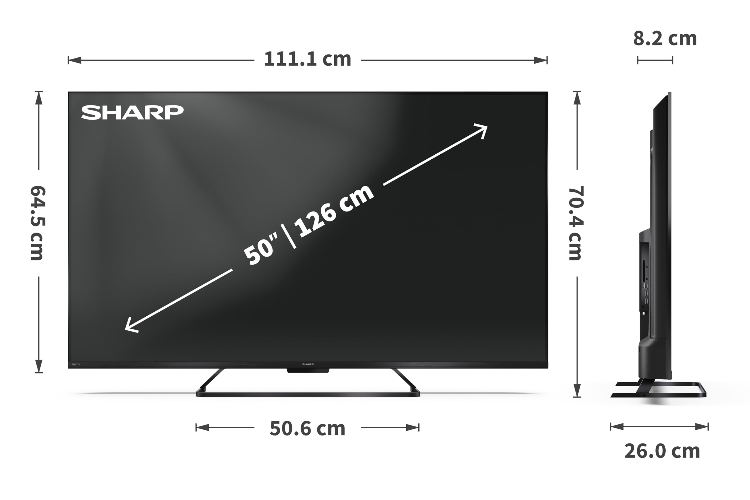 Sharp 50HR7365E - GOOGLE TV, 50" UHD, FRAMELESS,144Hz, QLED, HDR10, Dolby Vision HDR, Google Assistant z mikrofonem, Chromecast, Bluetooth, DOLBY Atmos 2x12W, HDMI 2.1 x4, USBx2, czarny