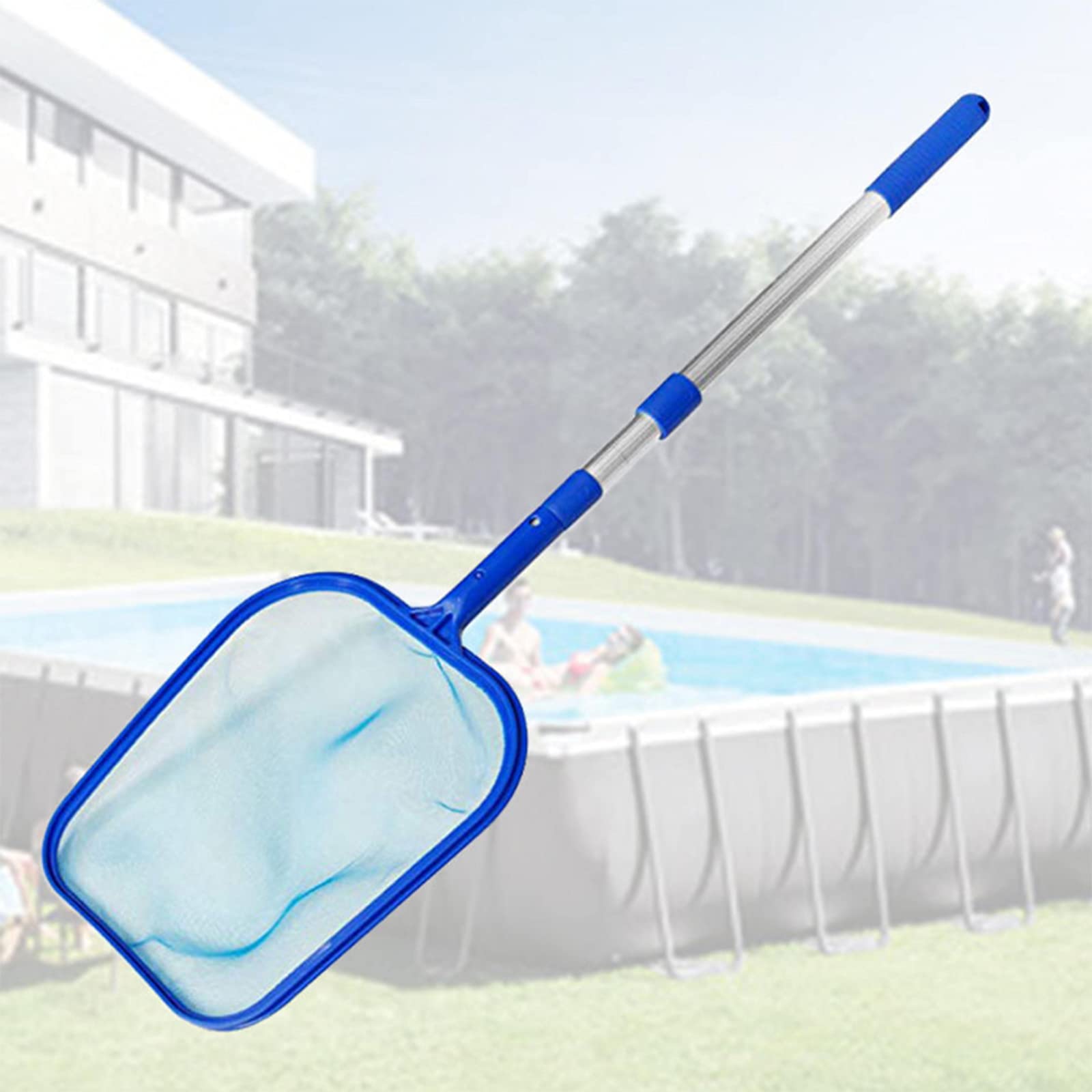 Kit per Piscina Asta per Retino, Retina Raccogli Foglie Pool Mesh Net Net Cleaning Tool, con Asta Lunga 122cm Asta Telescopica