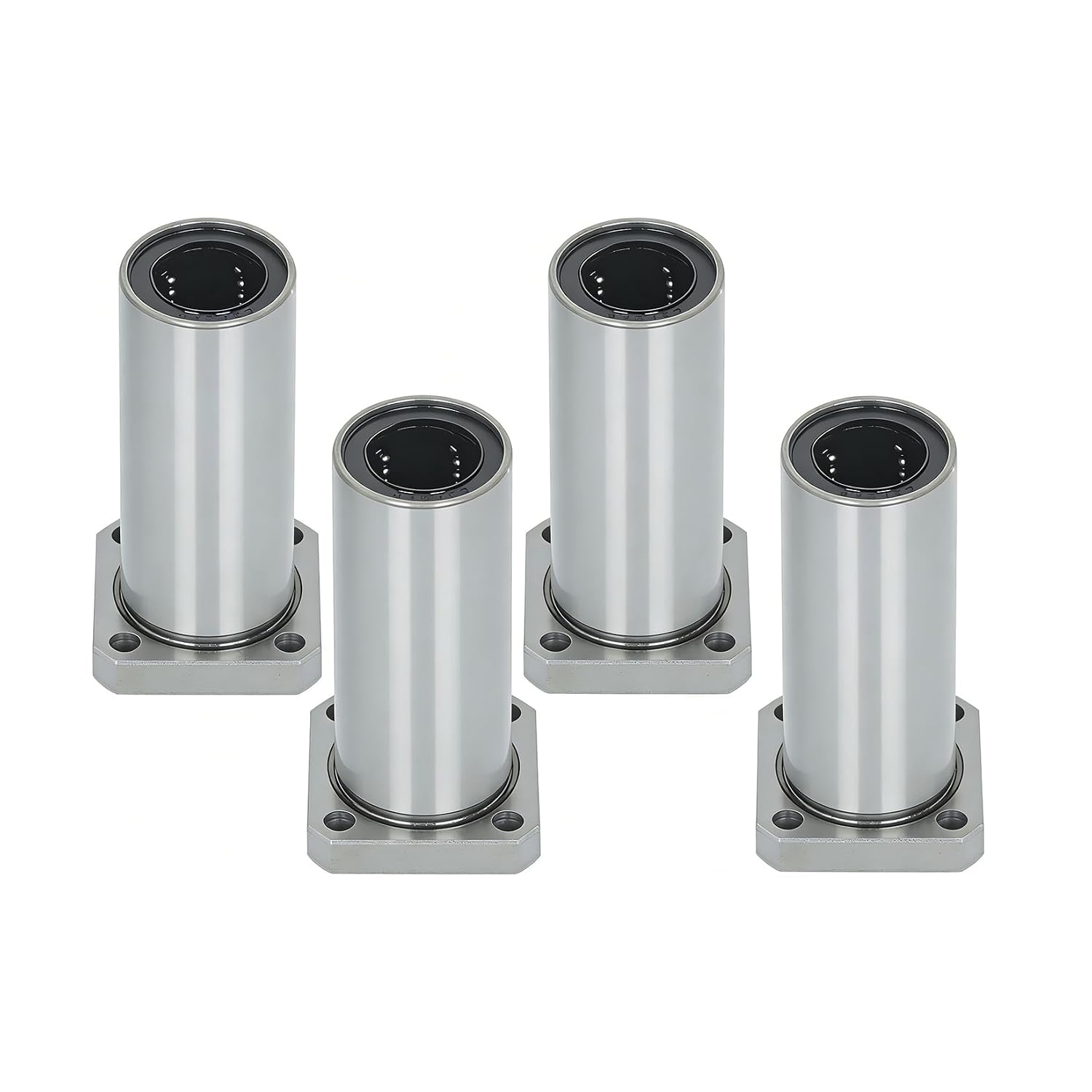 findmall LMK20LUU Linear Ball Bearing with Square Flange | 20mm ID 32mm OD 80mm Length, Steel Cage, Linear Motion Ball Bearing, for 3D Printers, CNC Routers