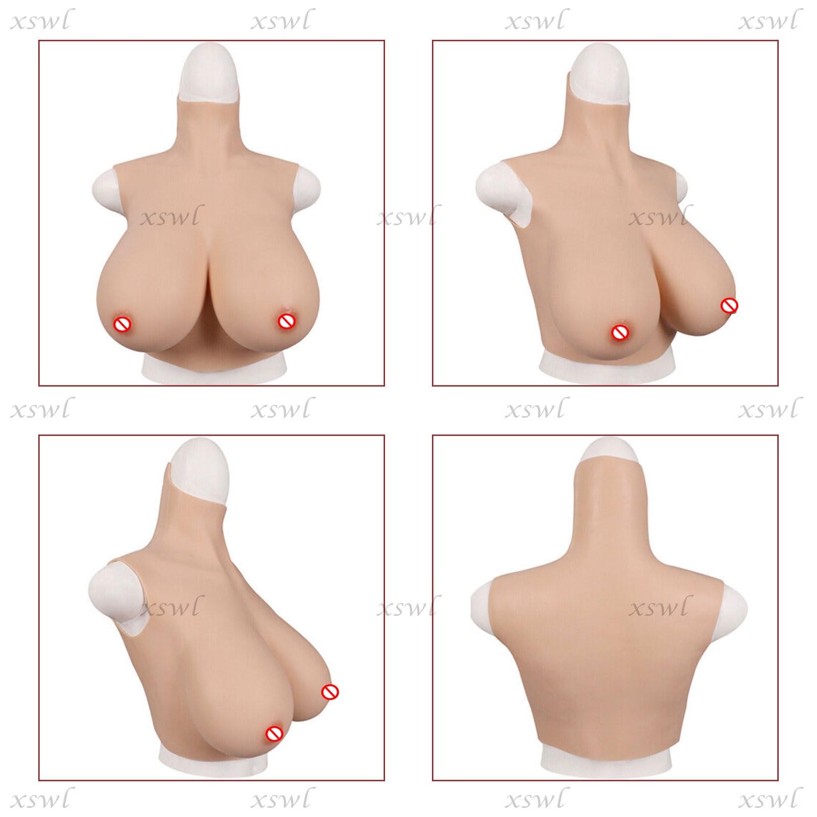 XSWL Silikonowe podkładki na piersi wypełnione żelem silikonowym Fake Breast Enhancers dla crossdresserów transpłciowych mastektomii Cosplay biustonosz