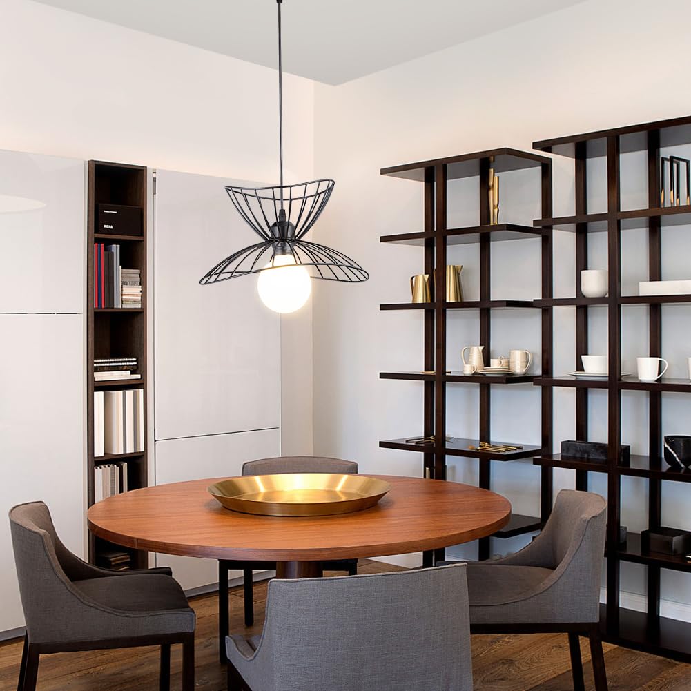 Lampe Plafond Salon Cuisine DELIPOP Plafonnier Industriel E27 Cage Métal - Lustre Vintage Noir - Salon, Cuisine, Bar Lustre Cage Métal E27