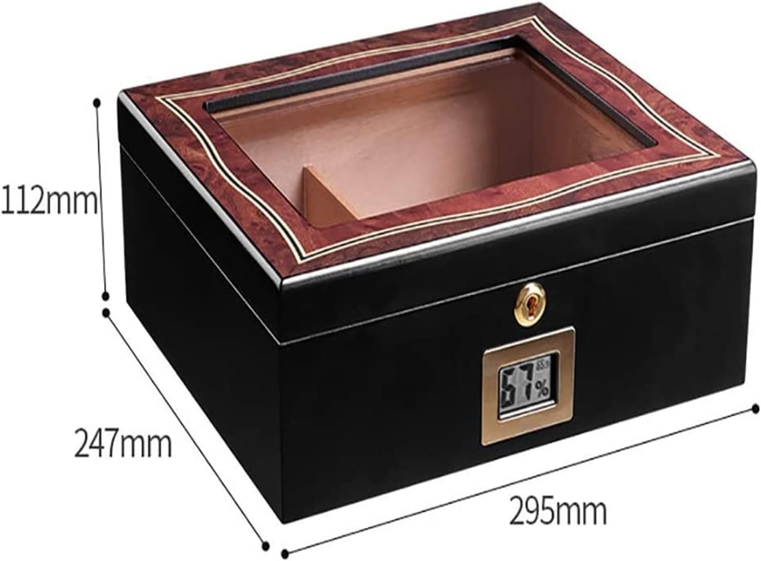 シガーボックス ガラストップ シガーヒュミドール 50葉巻用加湿器収納