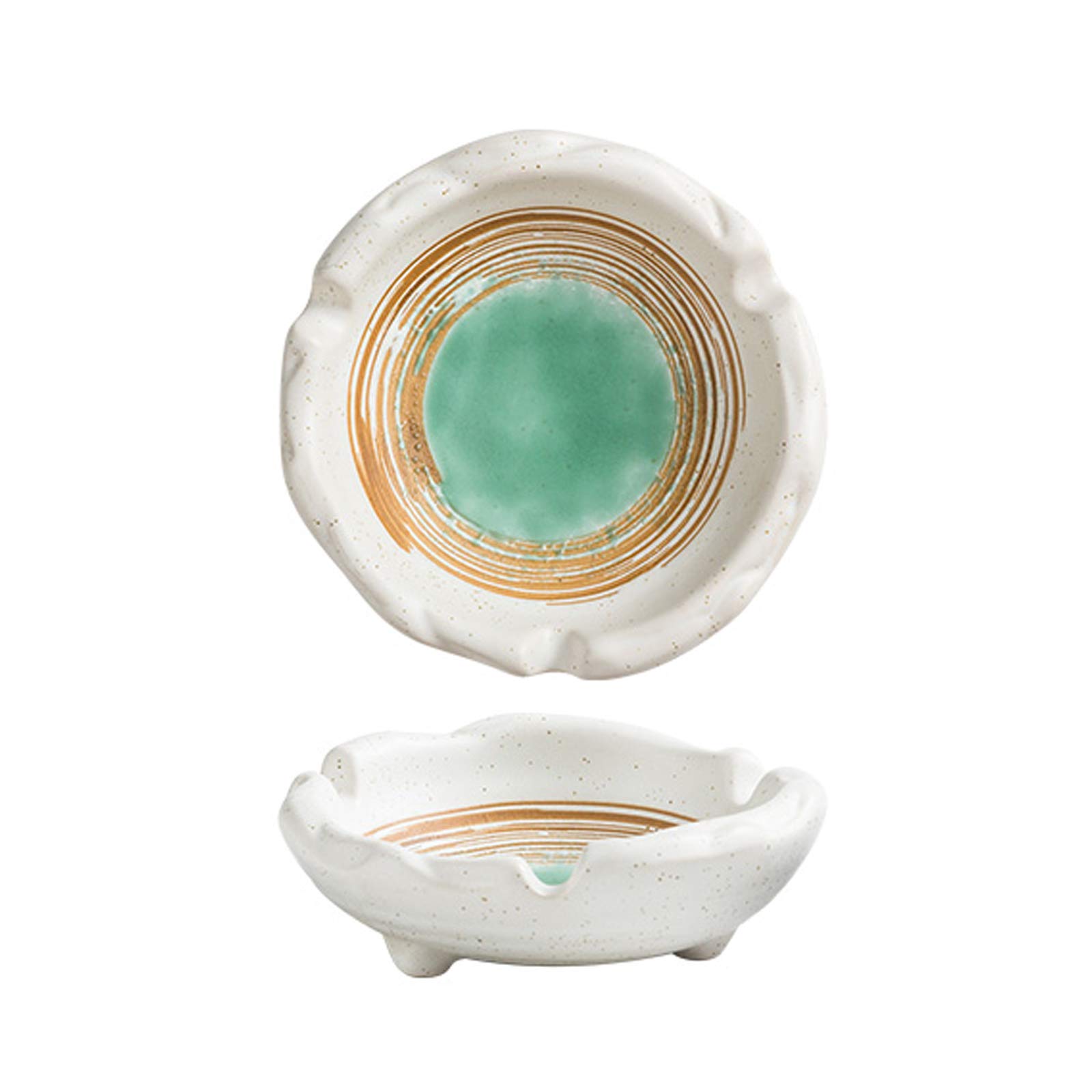 Posacenere In Ceramica Cinese Con Coperchio – Esagonale, Antiscivolo, Porta Sigaretta Con 3 Scanalature, Decorazione Da Tavolo Nera