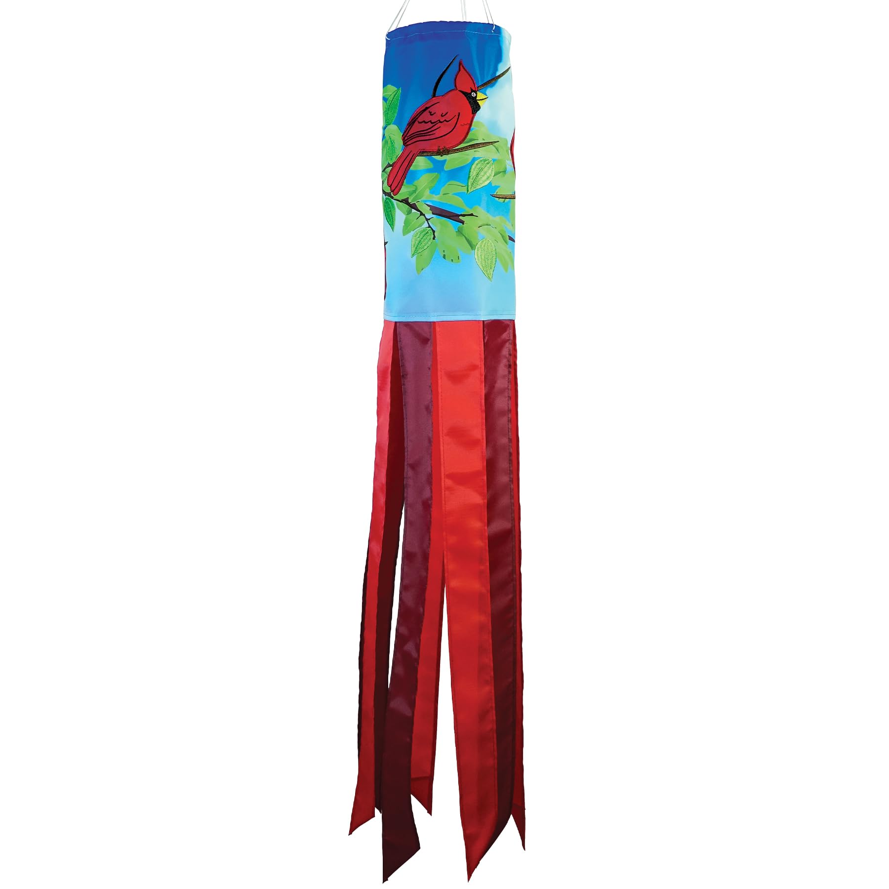 In the Breeze 5212 — Cardinal 40-inch Inspiration Windsock — Colorful Hanging Garden Décor with Embroidered Details