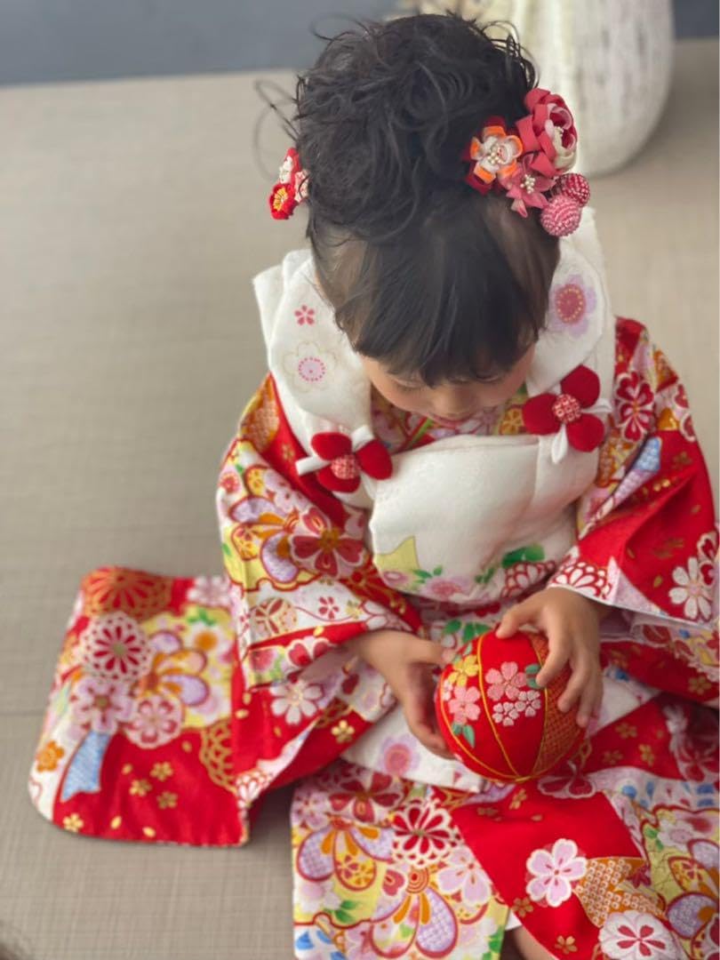 Amazon.co.jp: 京美 花ひめ 正絹 着物被布セット 七五三 3歳 女の子 