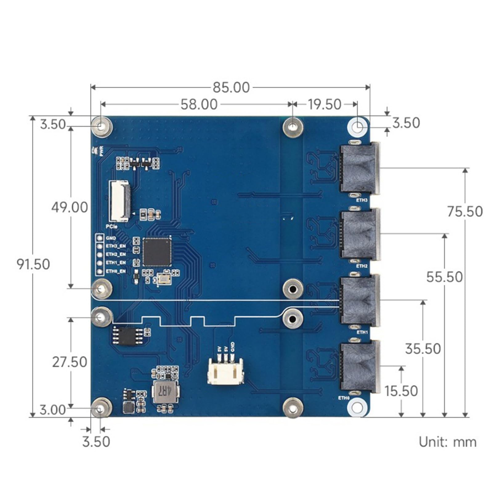 Scheda di Espansione Ethernet 4 Canali 2.5G, 10 100 1000 2500Mbps, Plug & Play, Scheda di Interfaccia di Rete Multi Gigabit a Quattro Porte