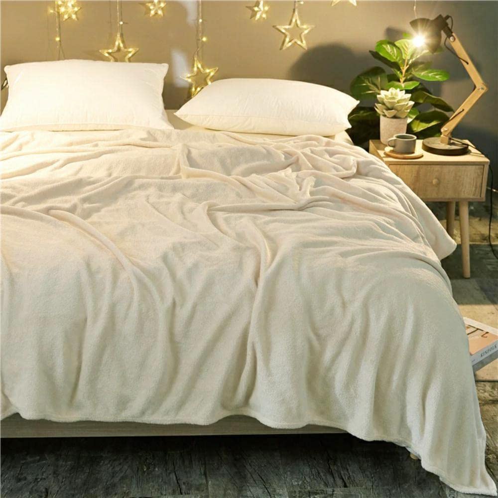 Fabienne Flannel Fleece Blanket King Size (200x220) for All Season, 280 GSM Silky Soft Fluffy Blanket Warm Plush Throws for Sofa & Bed, Light Weight and Soft Flannel Fleece Blanket (Off-White)