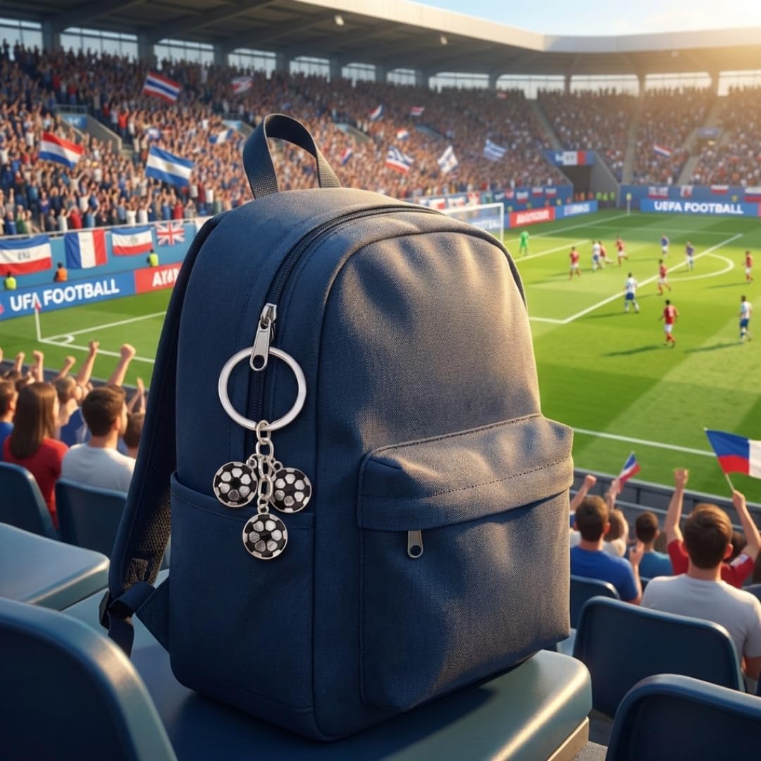 Triple Soccer Ball Keychain Pendant, Sports Ball Keyring, Bag Charm